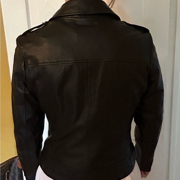 Women’s Real Leather Biker Jacket - size 10 - Picture 3 of 8